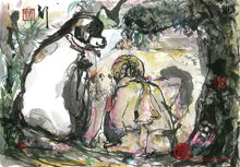Load image into Gallery viewer, Girl and Dog Sitting PRINT 47x33 cm (18.5x13.0 in)