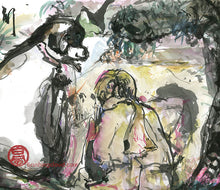 Load image into Gallery viewer, Girl and Dog Sitting PRINT 47x33 cm (18.5x13.0 in)