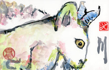 Load image into Gallery viewer, Blue Horn Goat PRINT 30x19 cm (12.0x7.5 in)