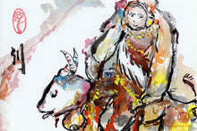 Load image into Gallery viewer, Girl With Her Ox PRINT 29x20 cm (11.4x7.9 in)