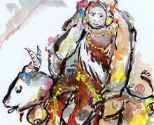 Load image into Gallery viewer, Girl With Her Ox PRINT 29x20 cm (11.4x7.9 in)