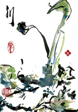 Load image into Gallery viewer, Green Blue Flowers PRINT 24x35 cm (9.5 x 13.8 in)