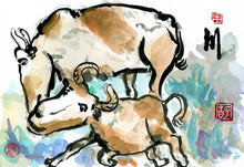 Load image into Gallery viewer, Leaping Cattle PRINT 34x23 cm (13.4x9.0 in)