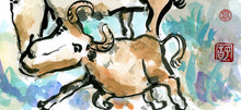 Load image into Gallery viewer, Leaping Cattle PRINT 34x23 cm (13.4x9.0 in)