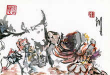 Load image into Gallery viewer, Ox, Rooster and Hen 29x20 cm (11.4x7.9 in)