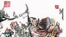 Load image into Gallery viewer, Ox, Rooster and Hen 29x20 cm (11.4x7.9 in)