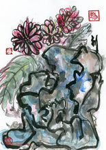 Load image into Gallery viewer, Blue Rock Red Chrysanthemum PRINT 24x35 cm (9.5x13.8 in)
