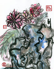 Load image into Gallery viewer, Blue Rock Red Chrysanthemum PRINT 24x35 cm (9.5x13.8 in)
