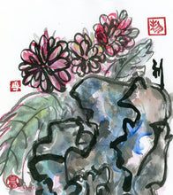 Load image into Gallery viewer, Blue Rock Red Chrysanthemum PRINT 24x35 cm (9.5x13.8 in)
