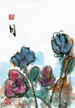 Load image into Gallery viewer, Blue Flowers PRINT 23x33 cm (9.0x13.0 in)
