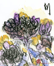 Load image into Gallery viewer, Golden Purple Flowers PRINT 23x33 cm (9.0x13.0 in)
